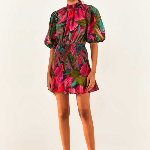 Farm Rio Midnight Leaves Mini Dress Size S NWT - Picture 1 of 4